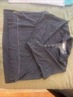 American Eagle Outfitters Women's Dark Navy Button Polo Sweater